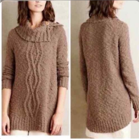 Anthropologie Moth Cowl Button Neck Sweater - Picture 7 of 9